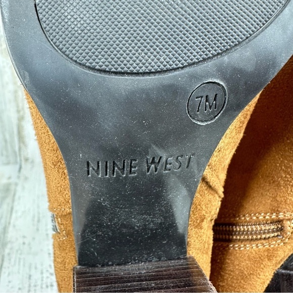 Nine West Neva Women's Ankle Boots Medium Brown Fabric #499 - Picture 9 of 13